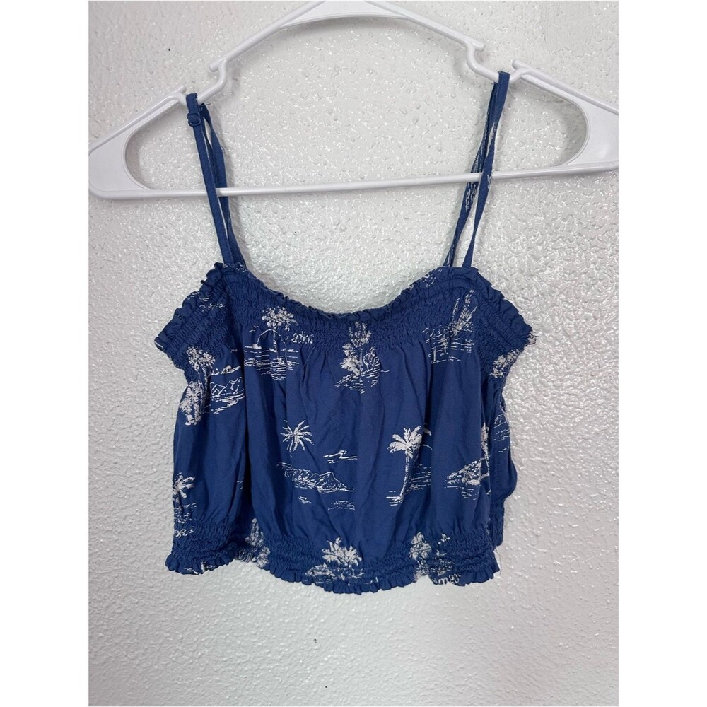 Billabong Boho Beachy Casual Navy Blue Crop Tank Top Women’s Small/Medium Linen